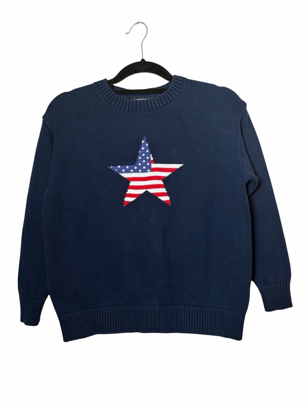 Harper & Ivy Navy Blue American Flag Star Knit Sweater Size XS